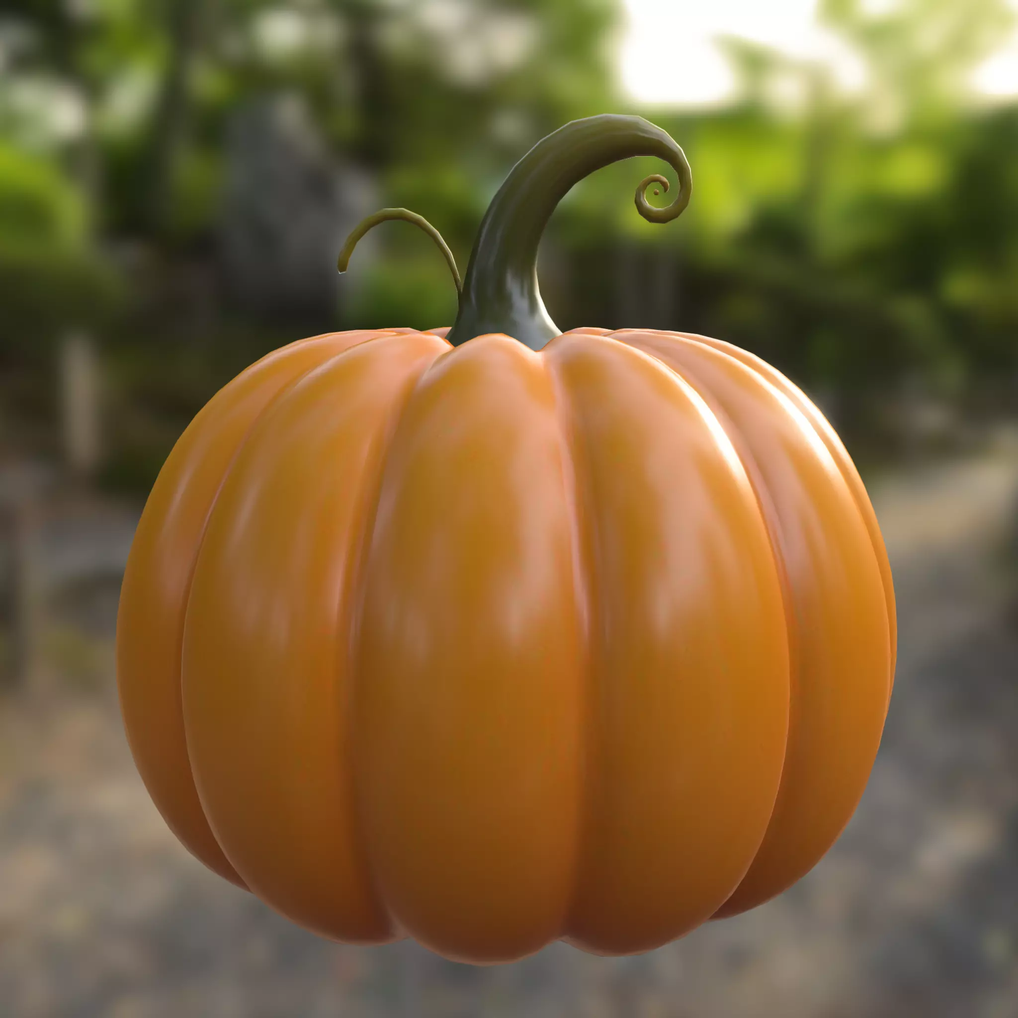 Cute Pumpkin Low-poly 3D model_3