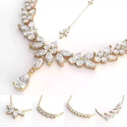 8 Diamond pendant 3D models Bundle for render 3Ds Max V-ray