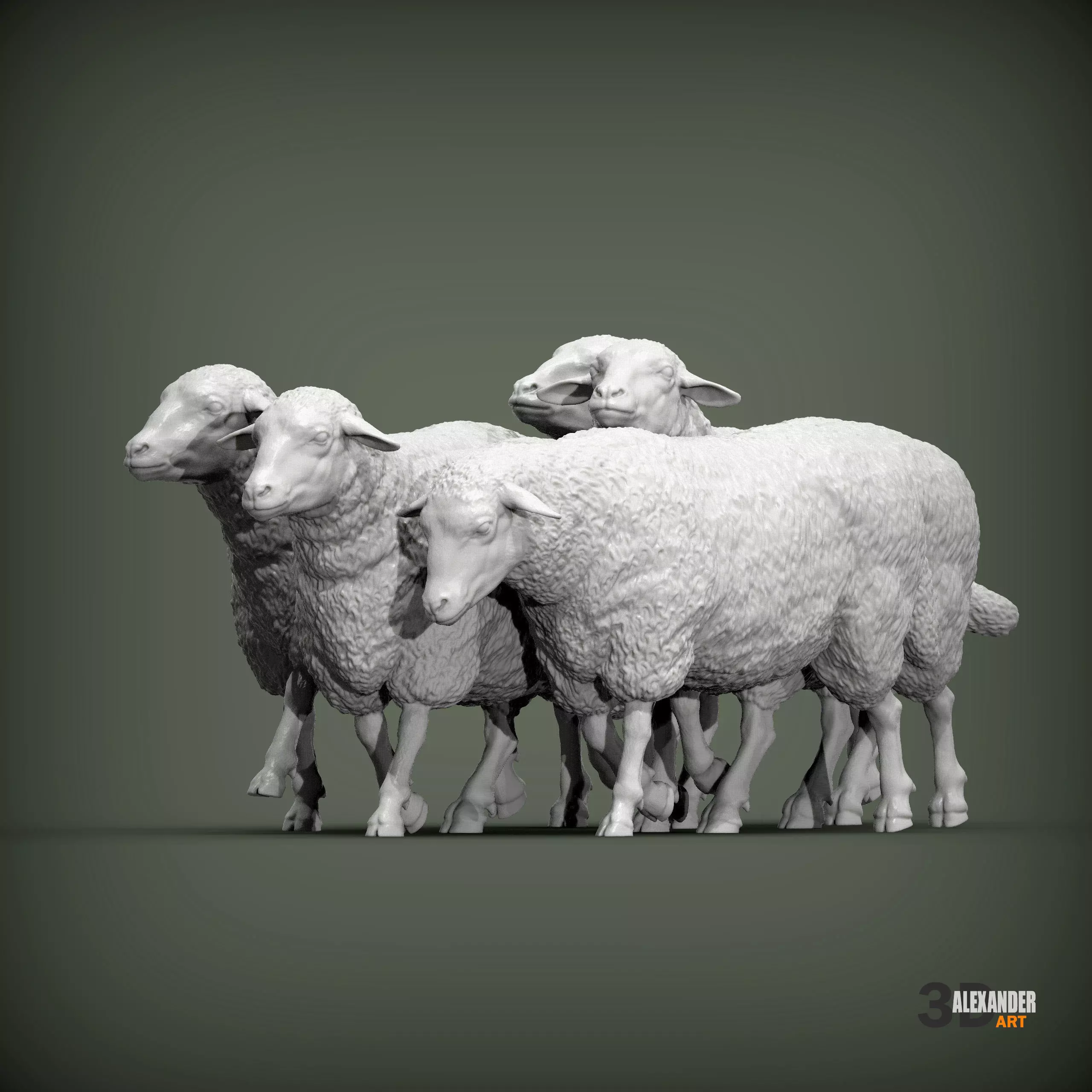 flock of sheep 3D print model_2