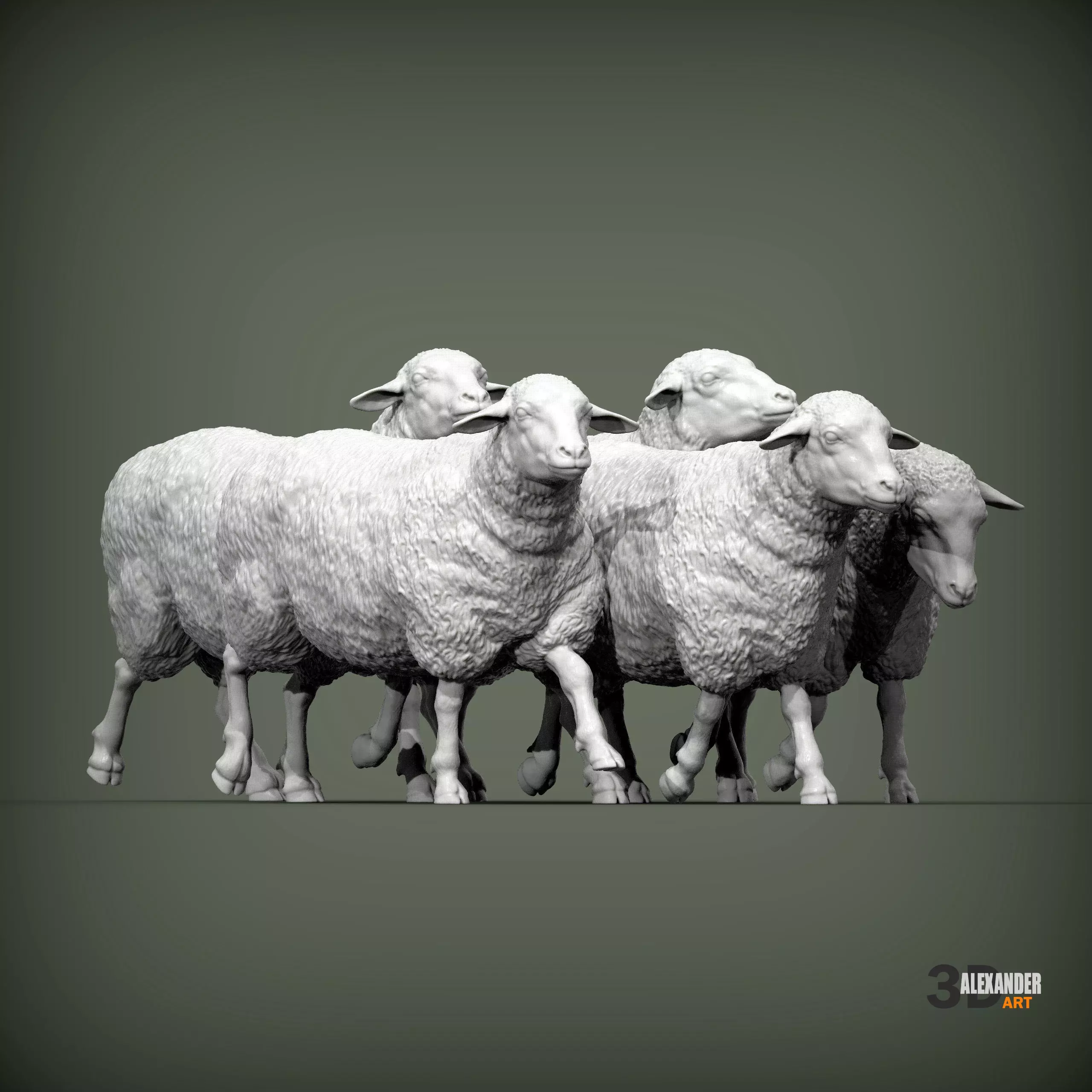 flock of sheep 3D print model_0