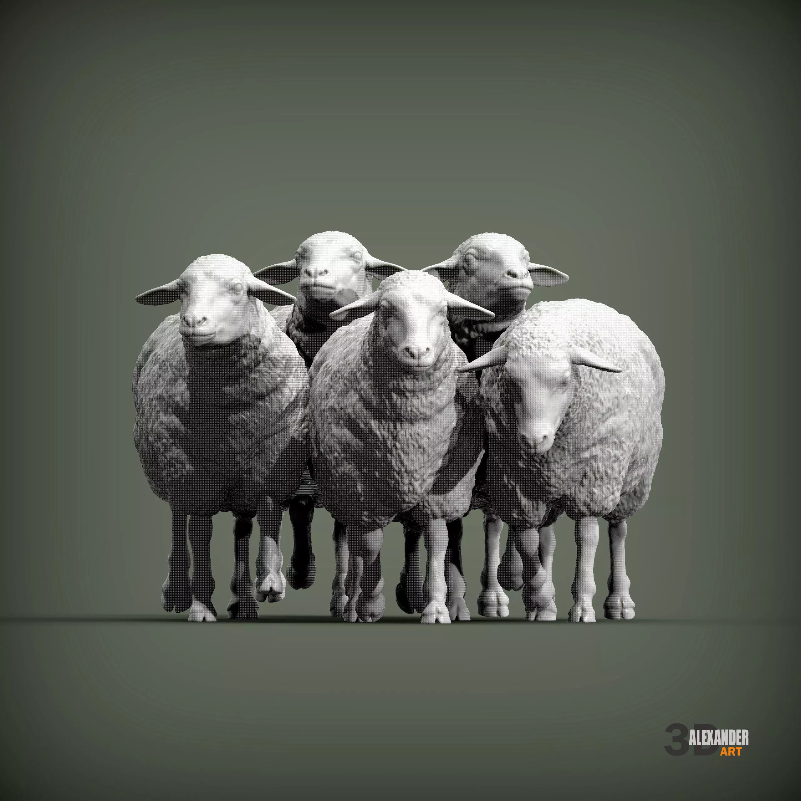 flock of sheep 3D print model_3