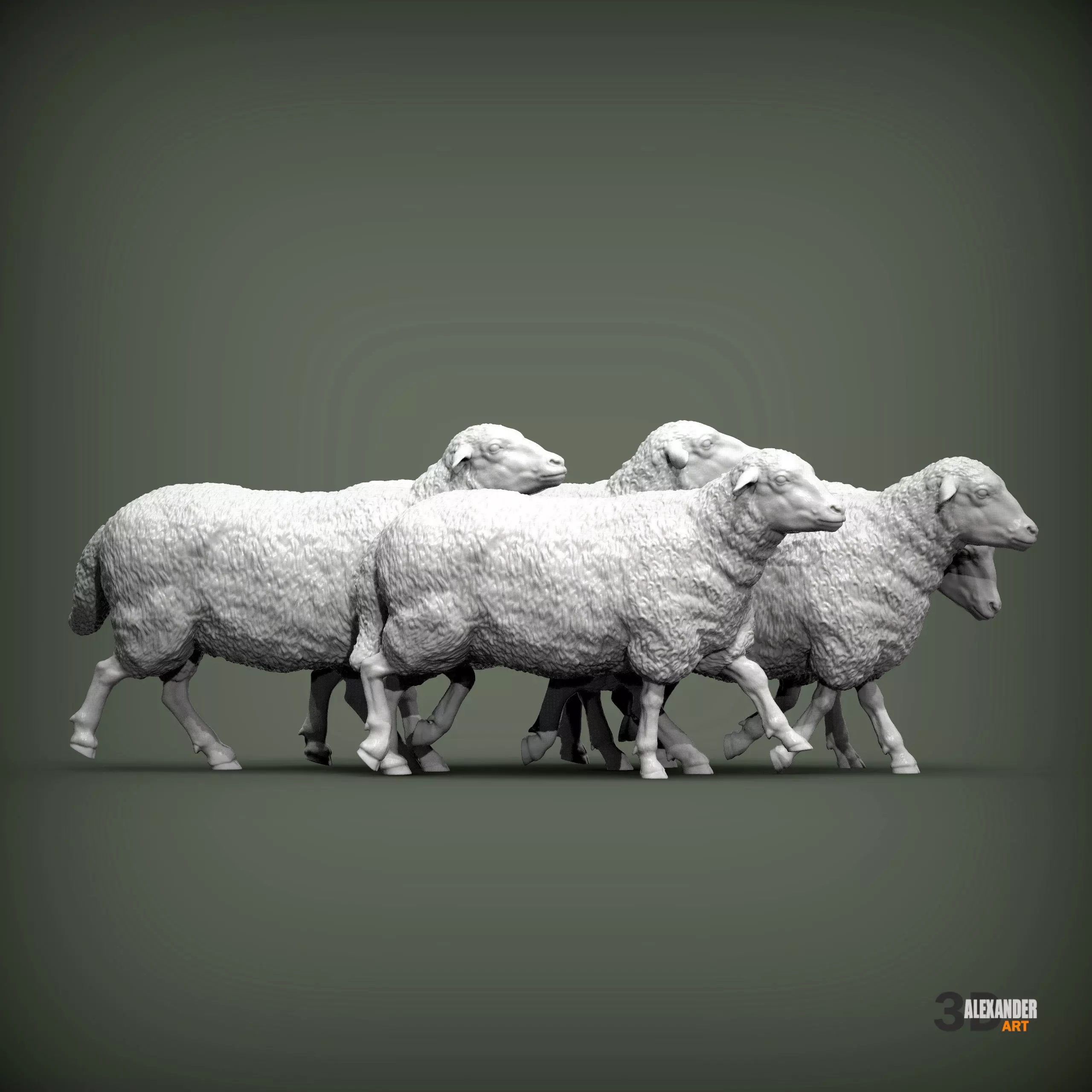 flock of sheep 3D print model_4