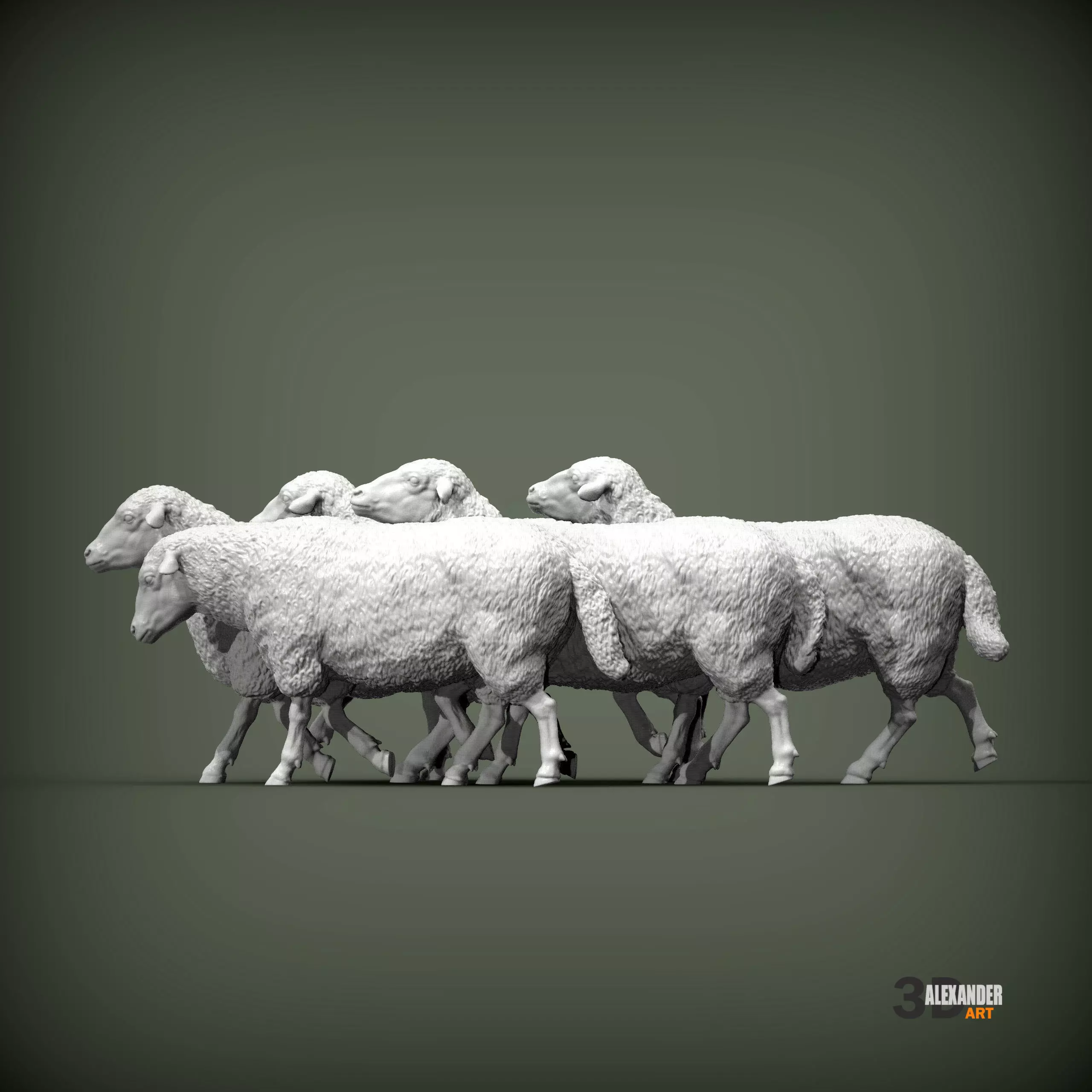 flock of sheep 3D print model_1