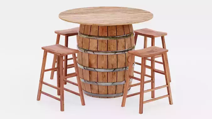 Barrel Table with Stools