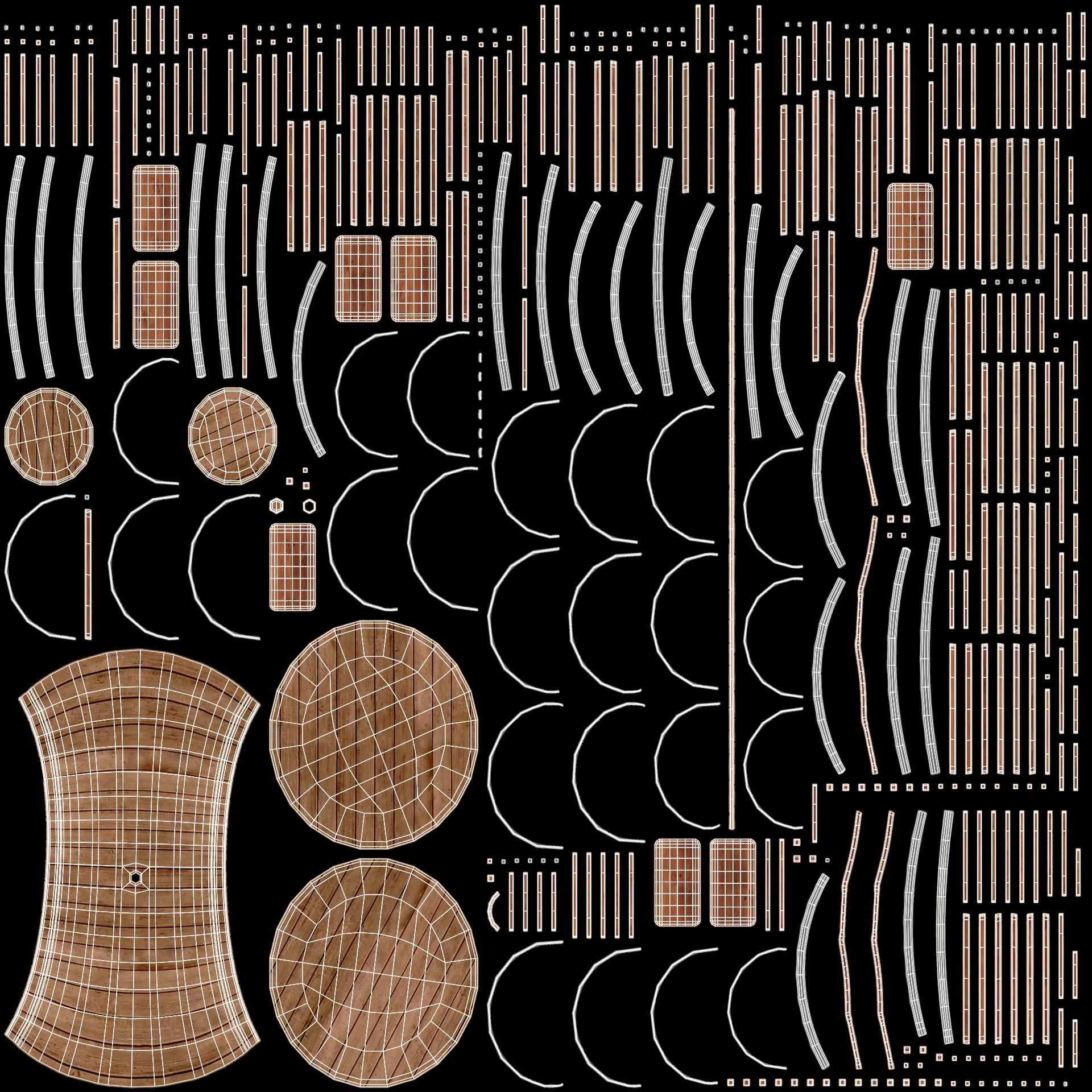 Barrel Table with Stools Low-poly 3D model_5