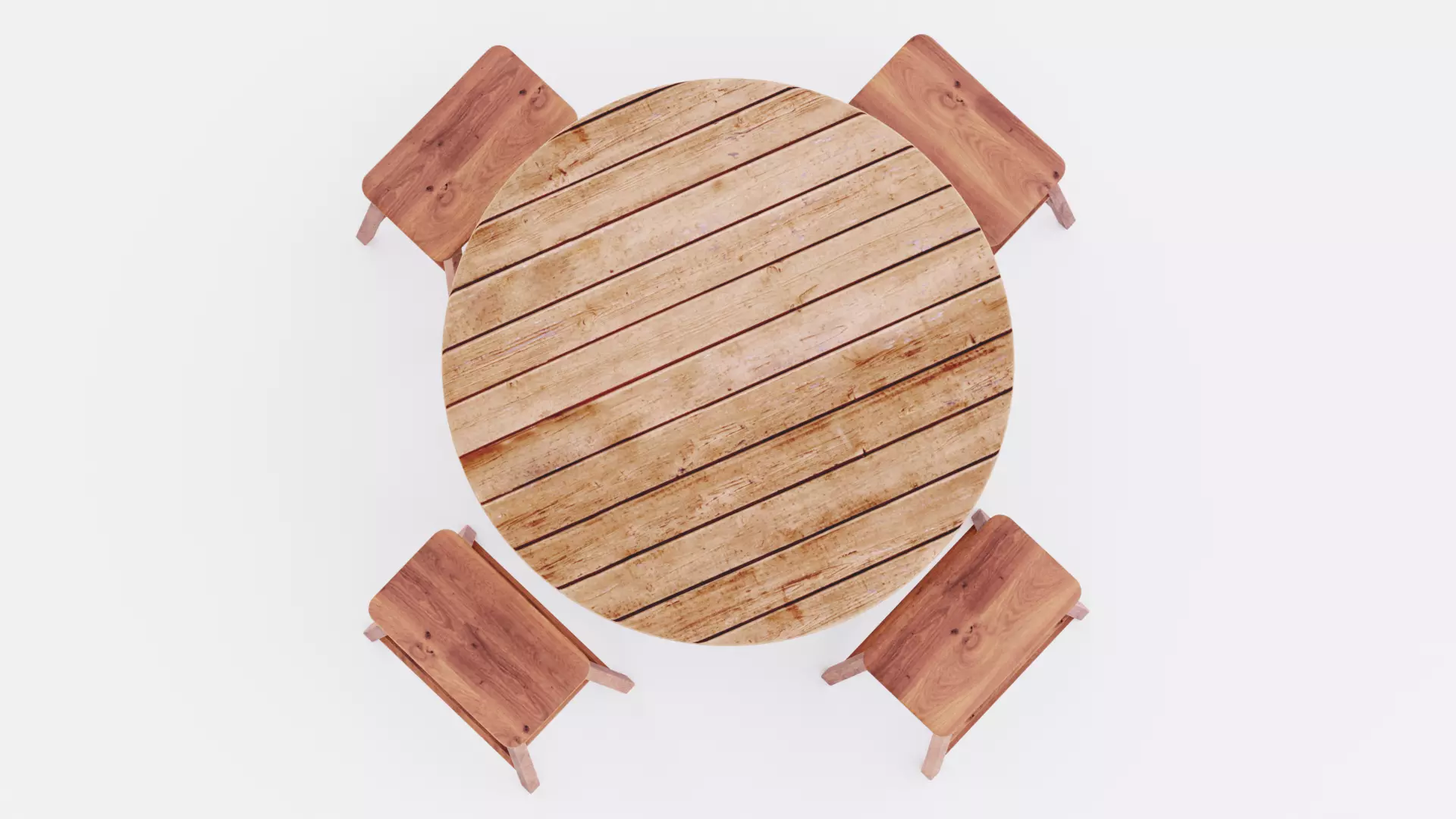 Barrel Table with Stools Low-poly 3D model_6