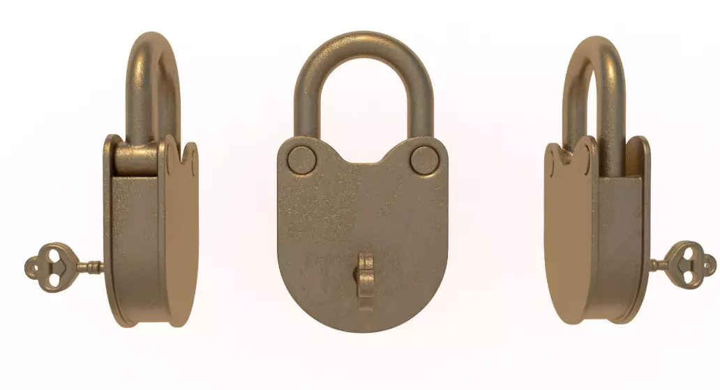 Padlock Gold collection 3D model_7