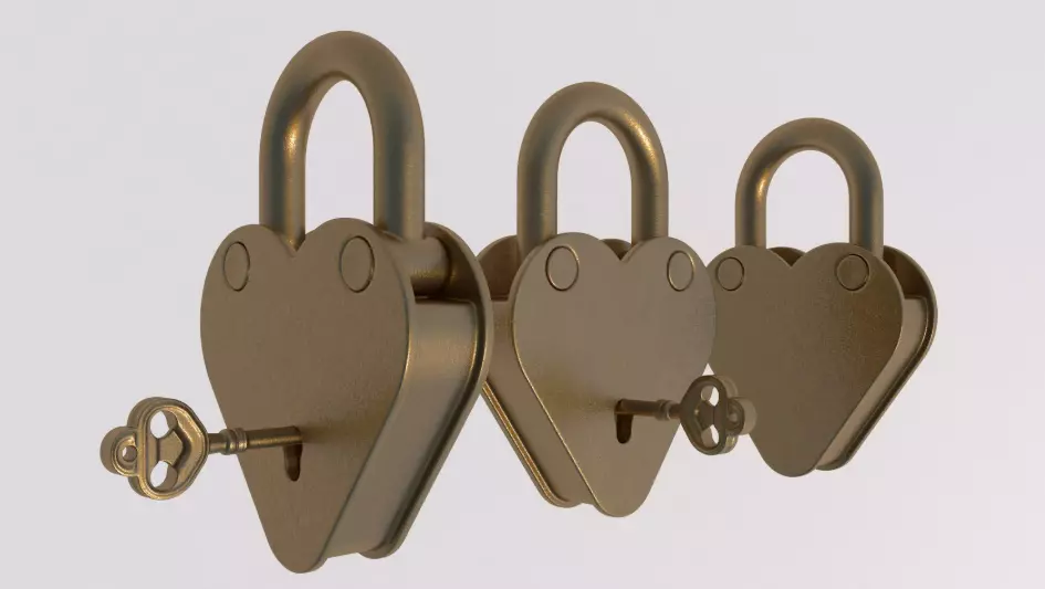 Padlock Gold collection 3D model_10