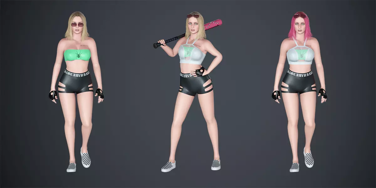 Liz Rigged Female Character Base Mesh Free low-poly 3D model_2