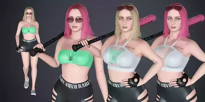 Liz Rigged Female Character Base Mesh Free low-poly 3D model