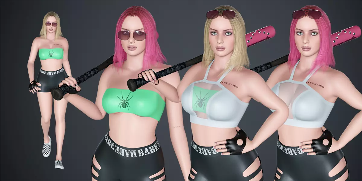 Liz Rigged Female Character Base Mesh Free low-poly 3D model_0