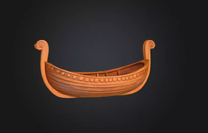 Wooden Viking Longship Low-poly 3D model_5