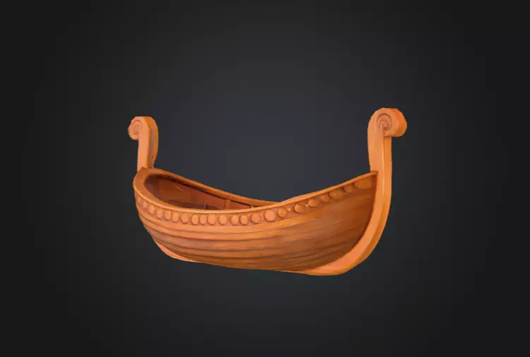 Wooden Viking Longship Low-poly 3D model_6