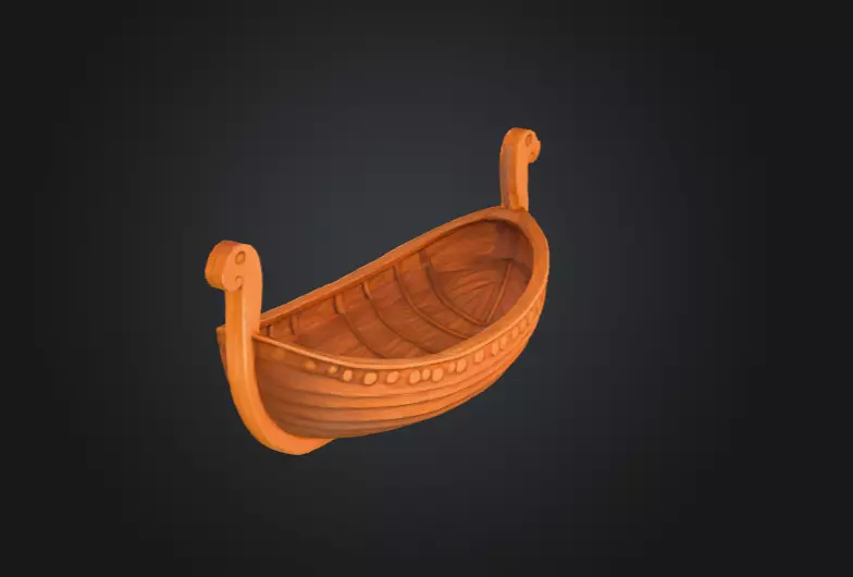 Wooden Viking Longship Low-poly 3D model_12