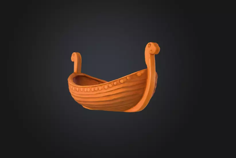 Wooden Viking Longship Low-poly 3D model_2