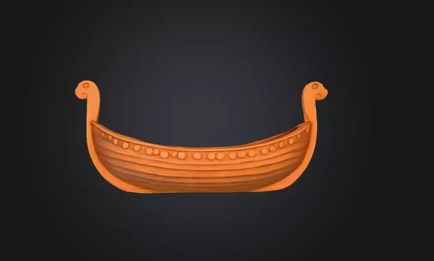 Wooden Viking Longship Low-poly 3D model_1