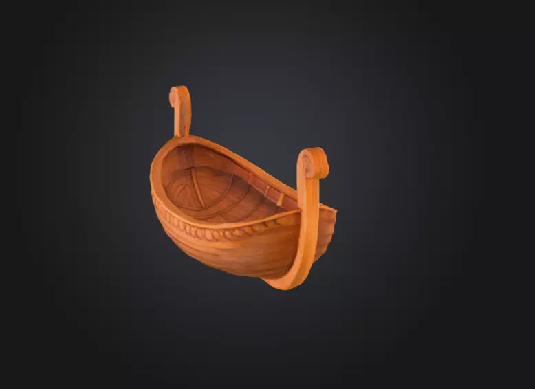 Wooden Viking Longship Low-poly 3D model_11