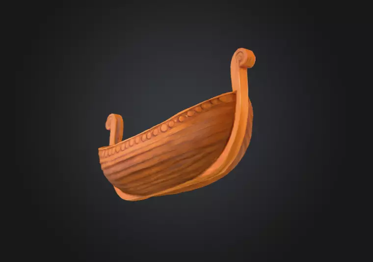 Wooden Viking Longship Low-poly 3D model_8