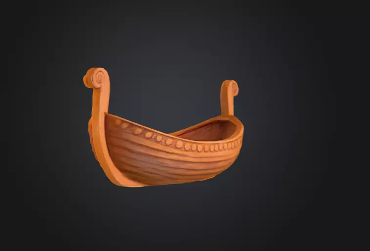 Wooden Viking Longship Low-poly 3D model_4