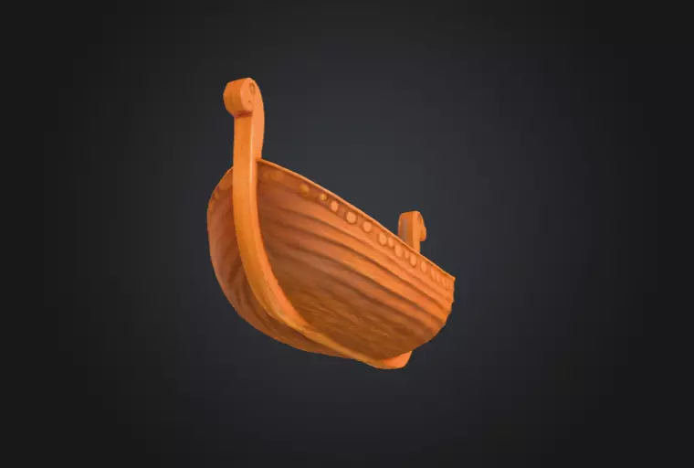 Wooden Viking Longship Low-poly 3D model_9