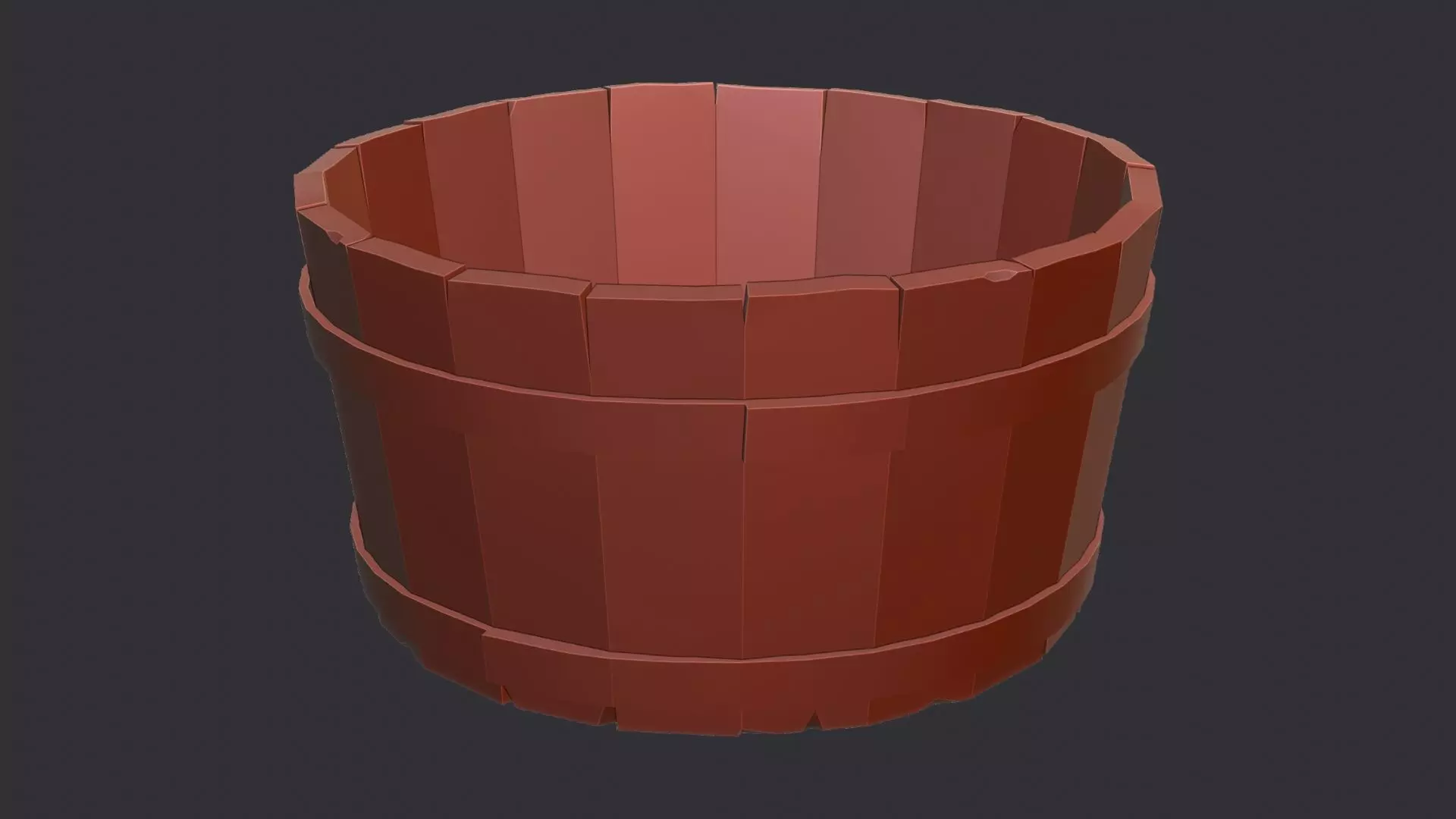 Rustic Wooden Barrel with Metal Bands Low-poly 3D model_6