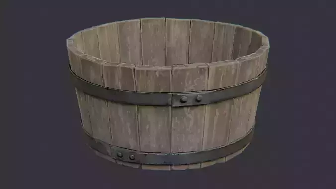 Rustic Wooden Barrel with Metal Bands