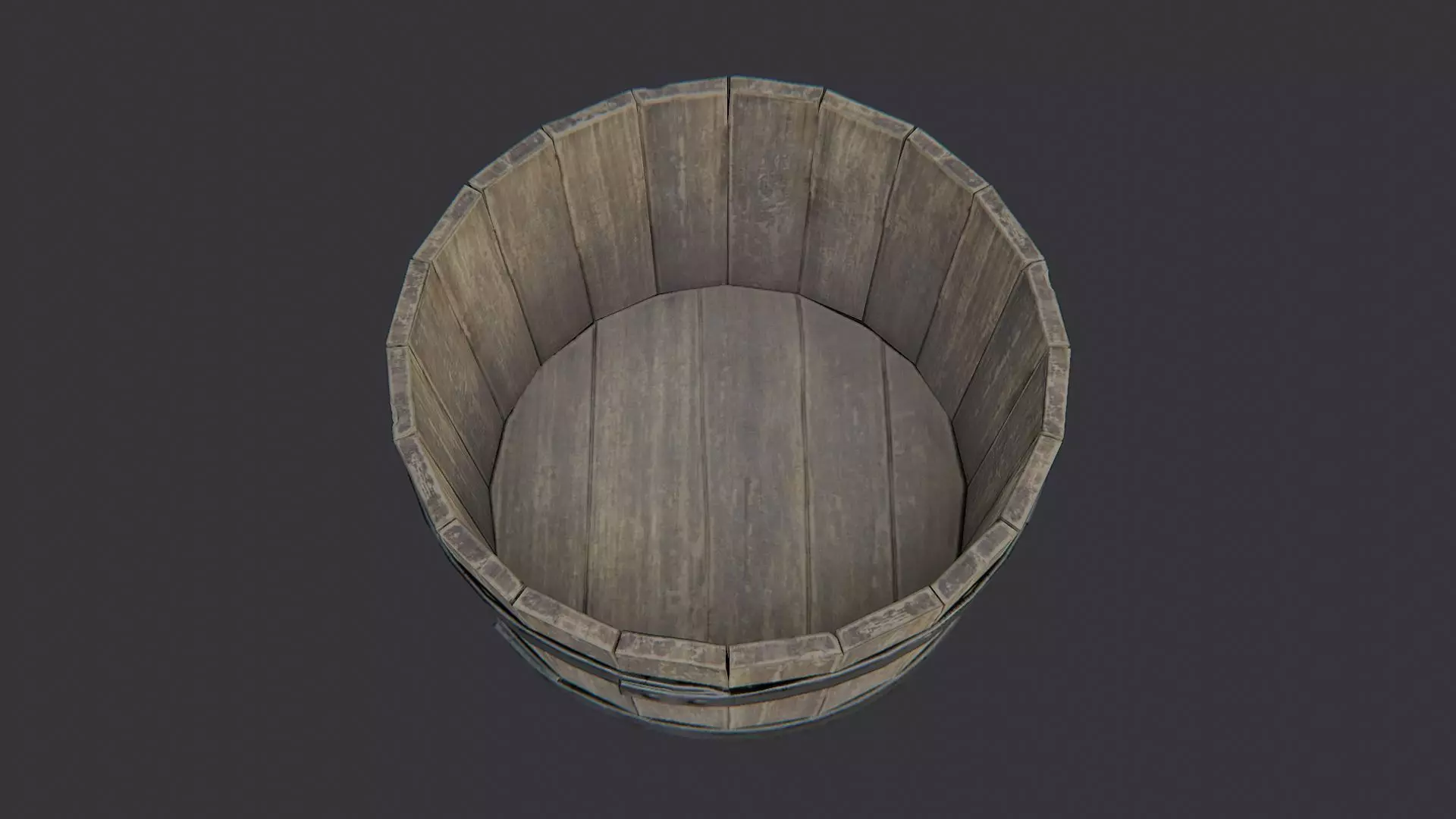 Rustic Wooden Barrel with Metal Bands Low-poly 3D model_4