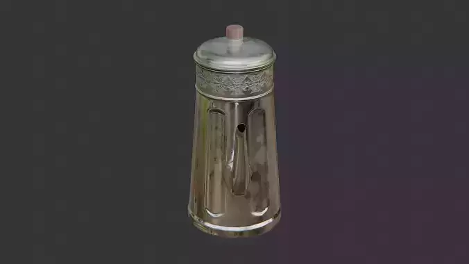 Vintage White Metal Coffee Pot Decor