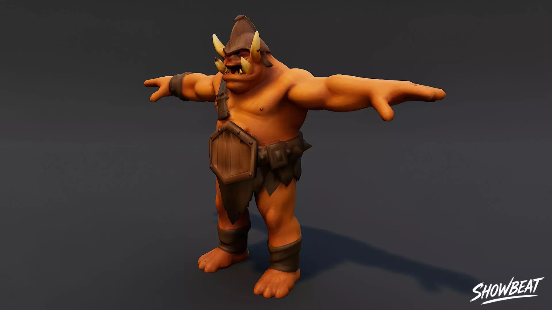 Bronze Ogre T-Pose Low-poly 3D model_1