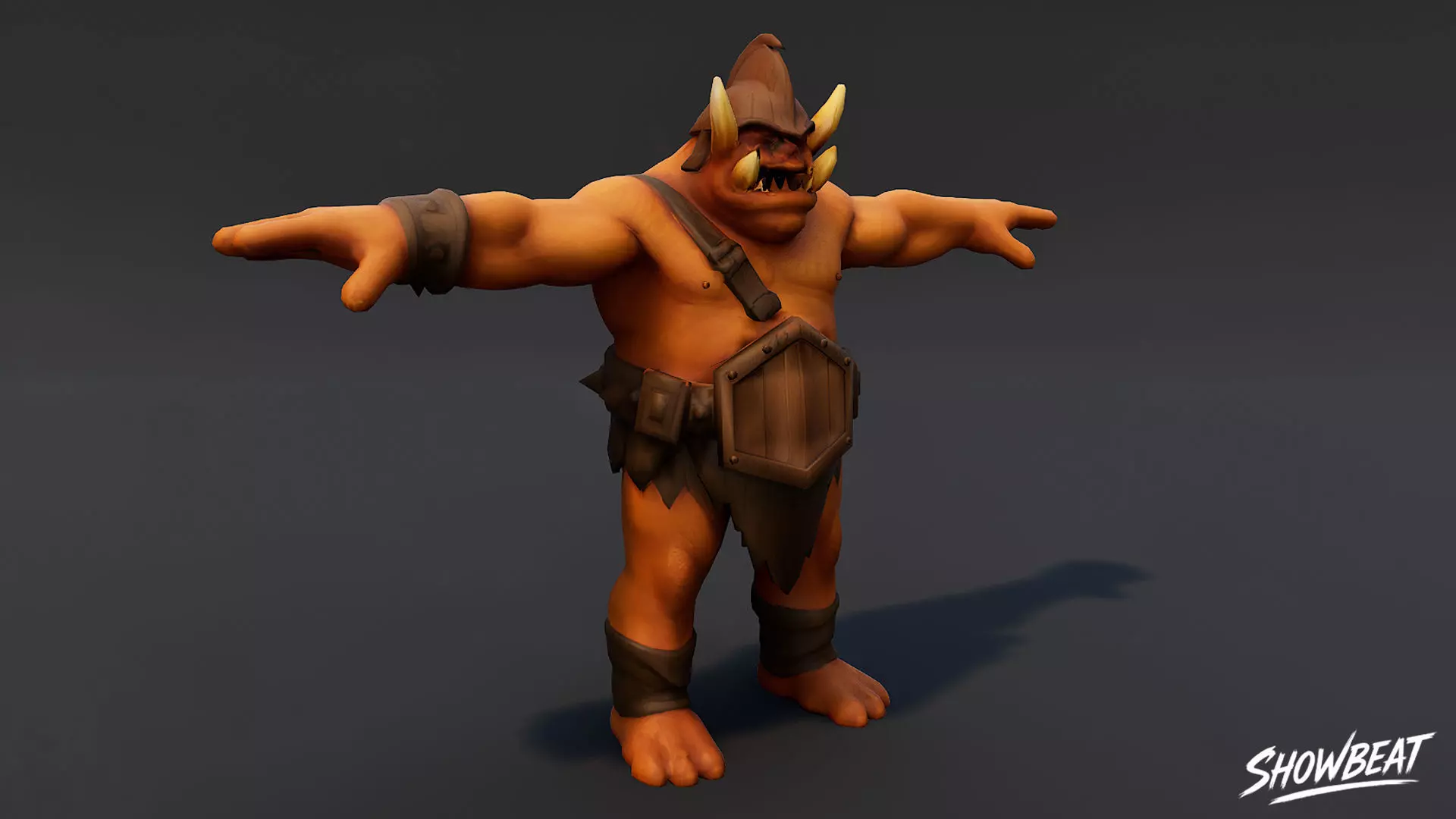 Bronze Ogre T-Pose Low-poly 3D model_2