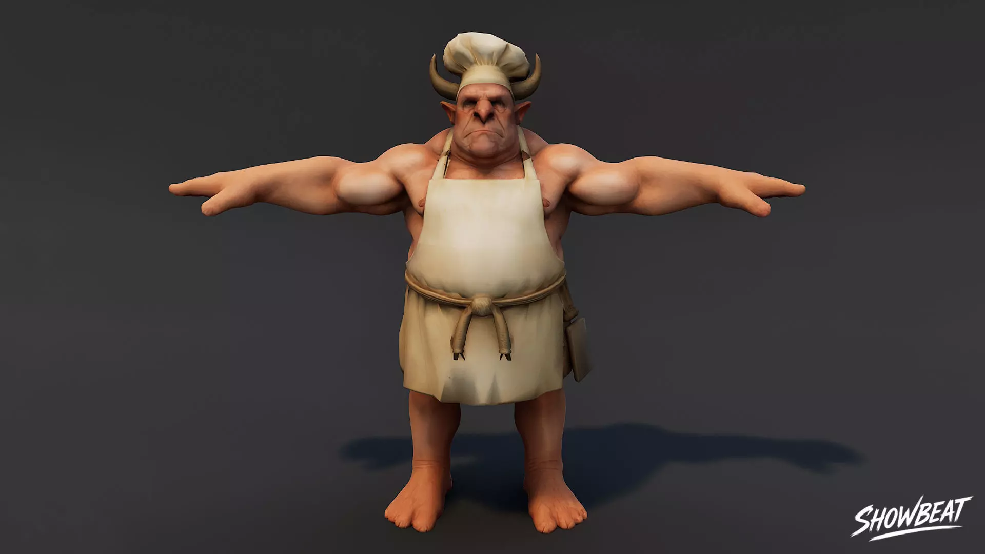 Chef Ogre T-Pose Low-poly 3D model