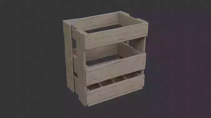 Wooden Crate with Slatted Sides
