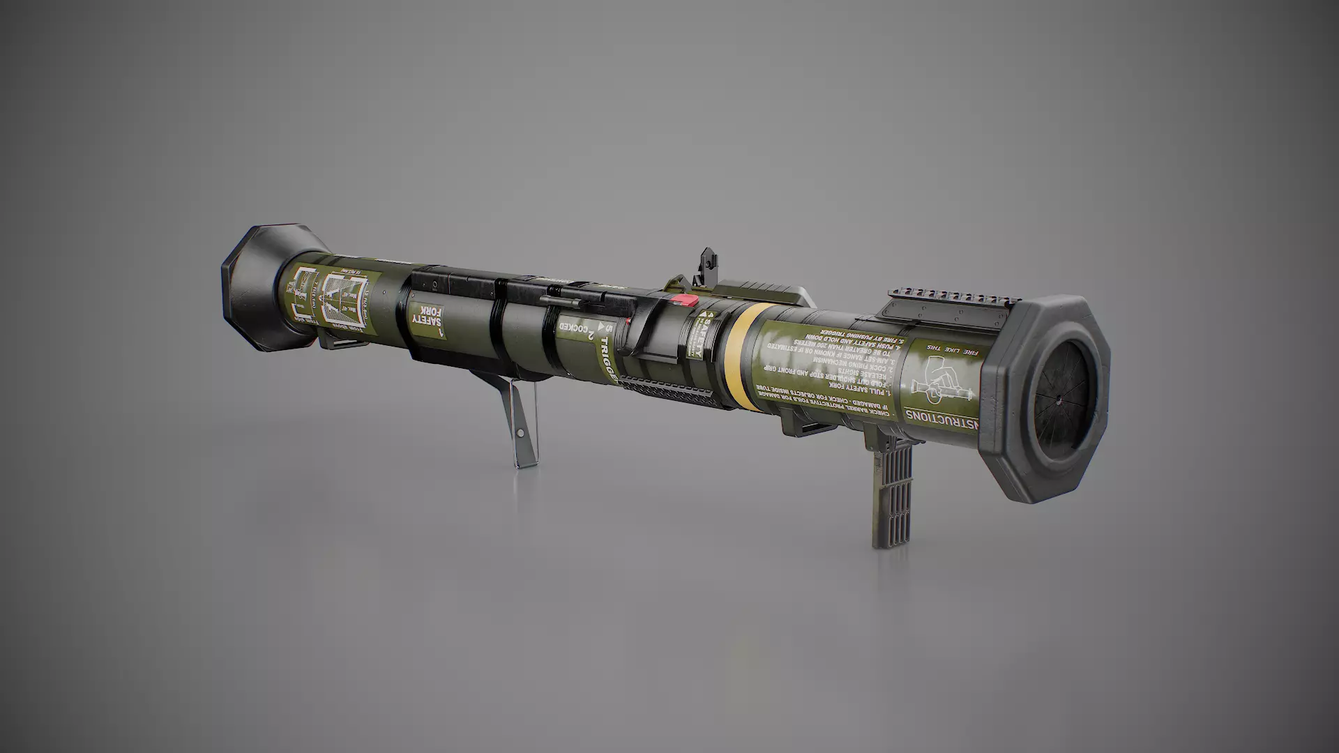 AT4 disposable anti-tank grenade launcher Low-poly 3D model_7