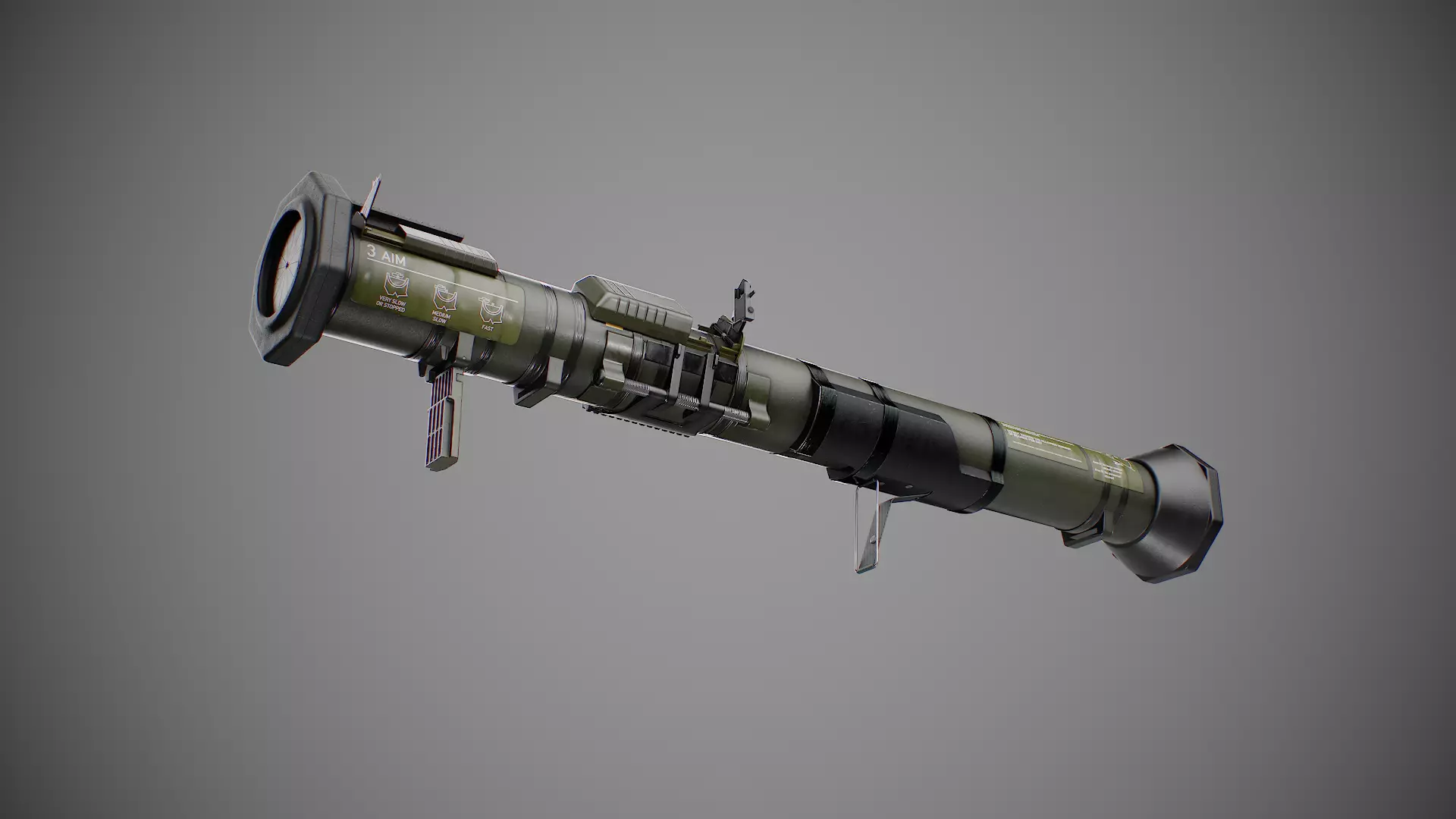 AT4 disposable anti-tank grenade launcher Low-poly 3D model_0