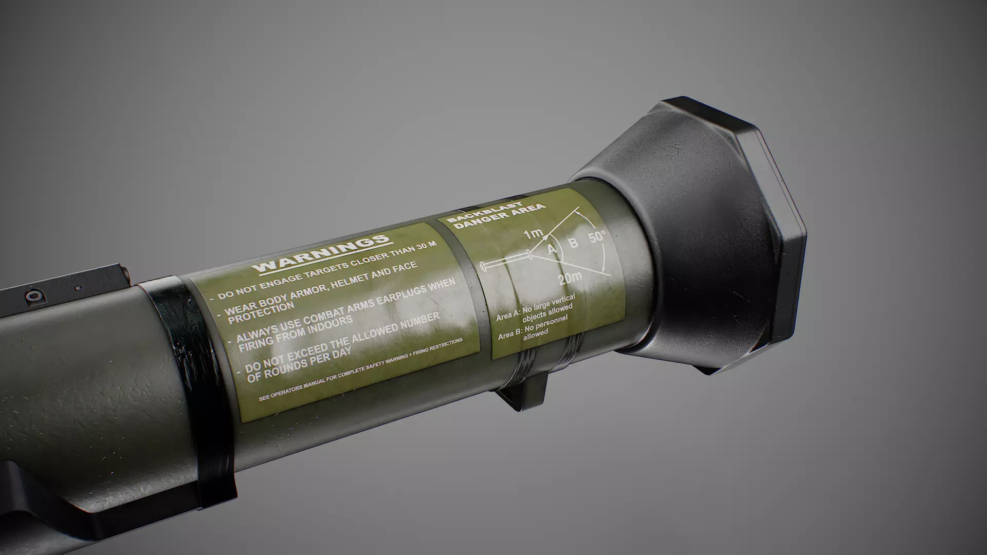 AT4 disposable anti-tank grenade launcher Low-poly 3D model_15