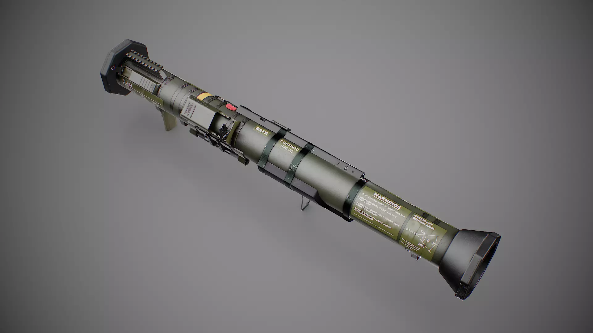 AT4 disposable anti-tank grenade launcher Low-poly 3D model_9