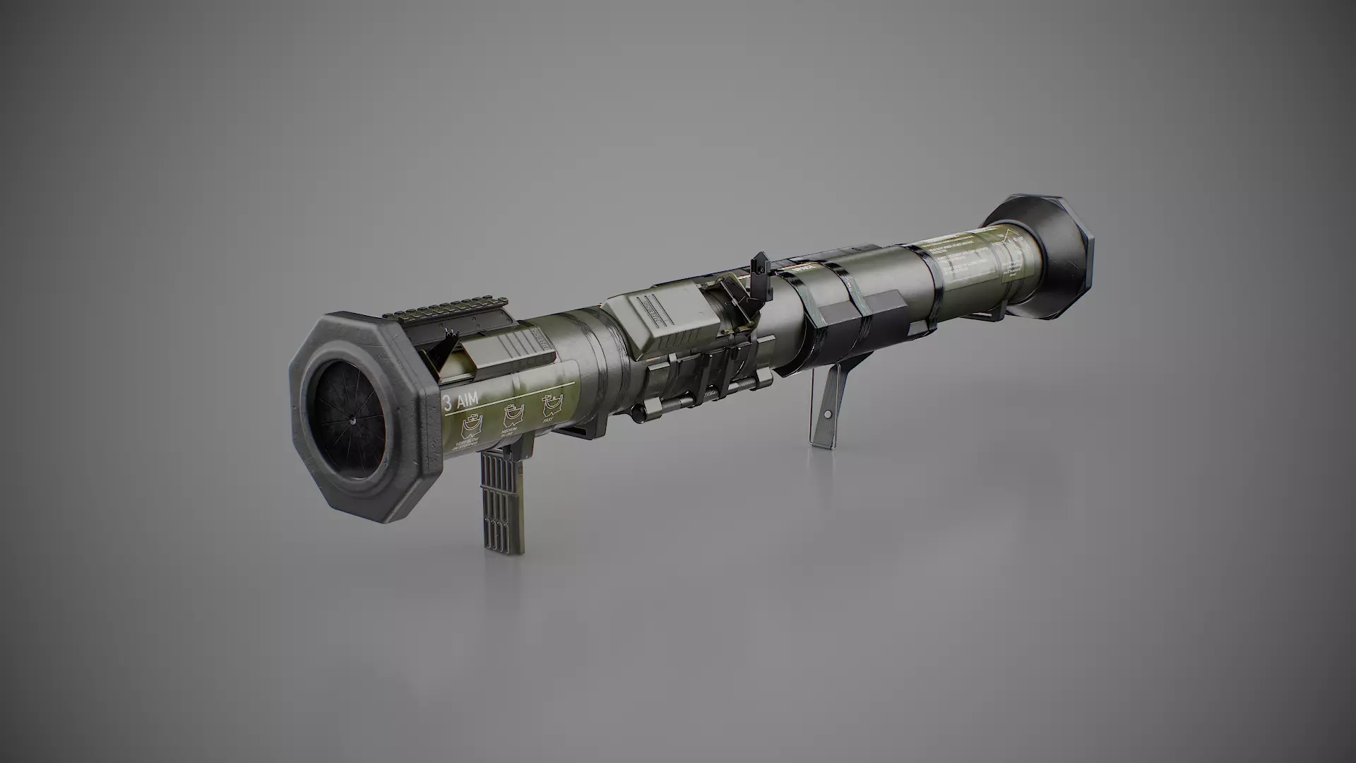 AT4 disposable anti-tank grenade launcher Low-poly 3D model_8