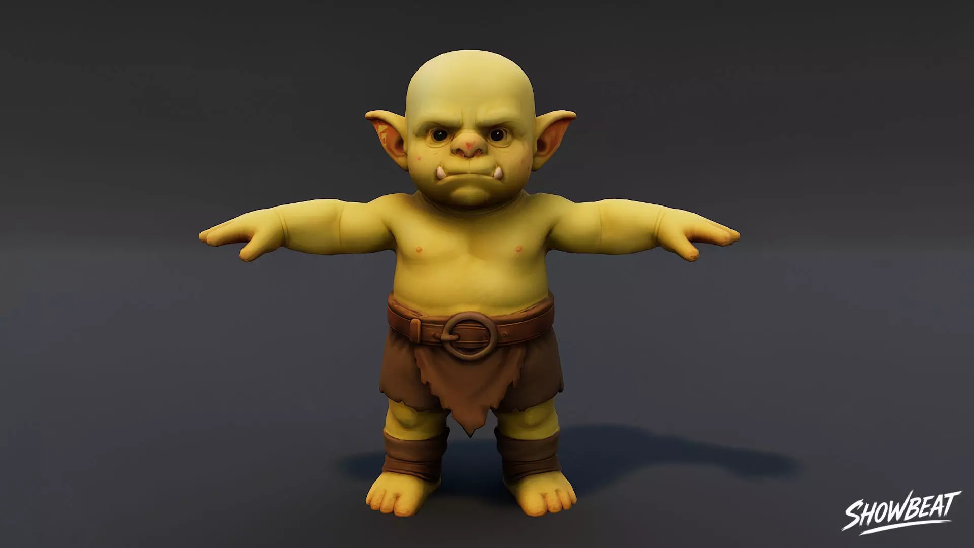 Child Ogre  T-Pose Low-poly 3D model_0