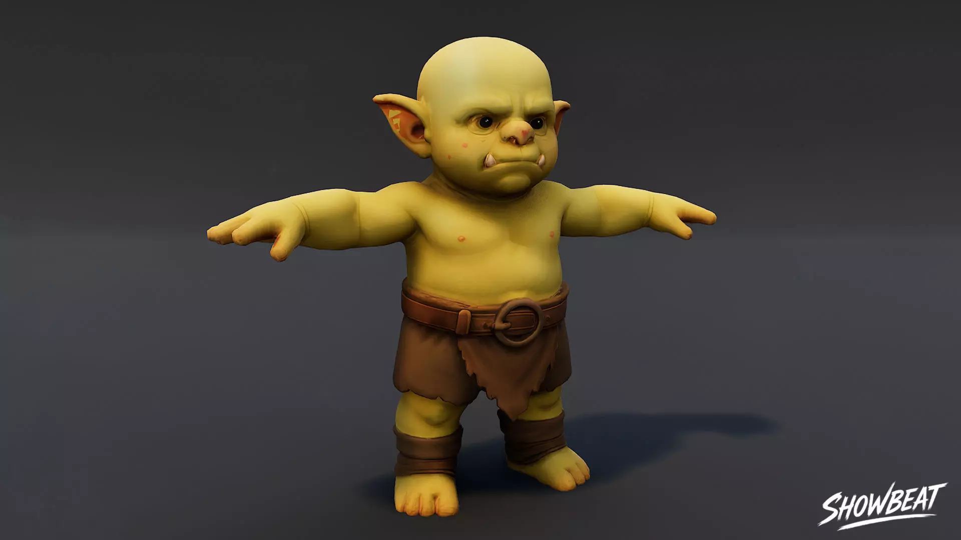 Child Ogre  T-Pose Low-poly 3D model_1