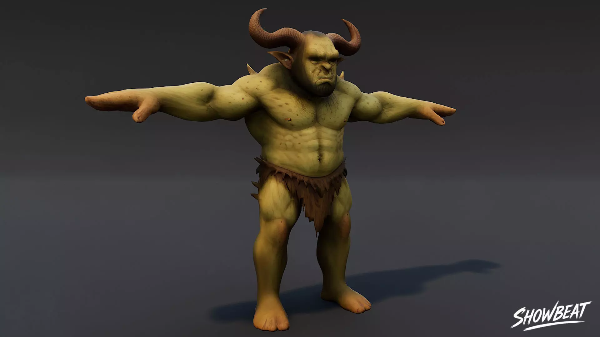 Feral Ogre V02 T-Pose Low-poly 3D model_2