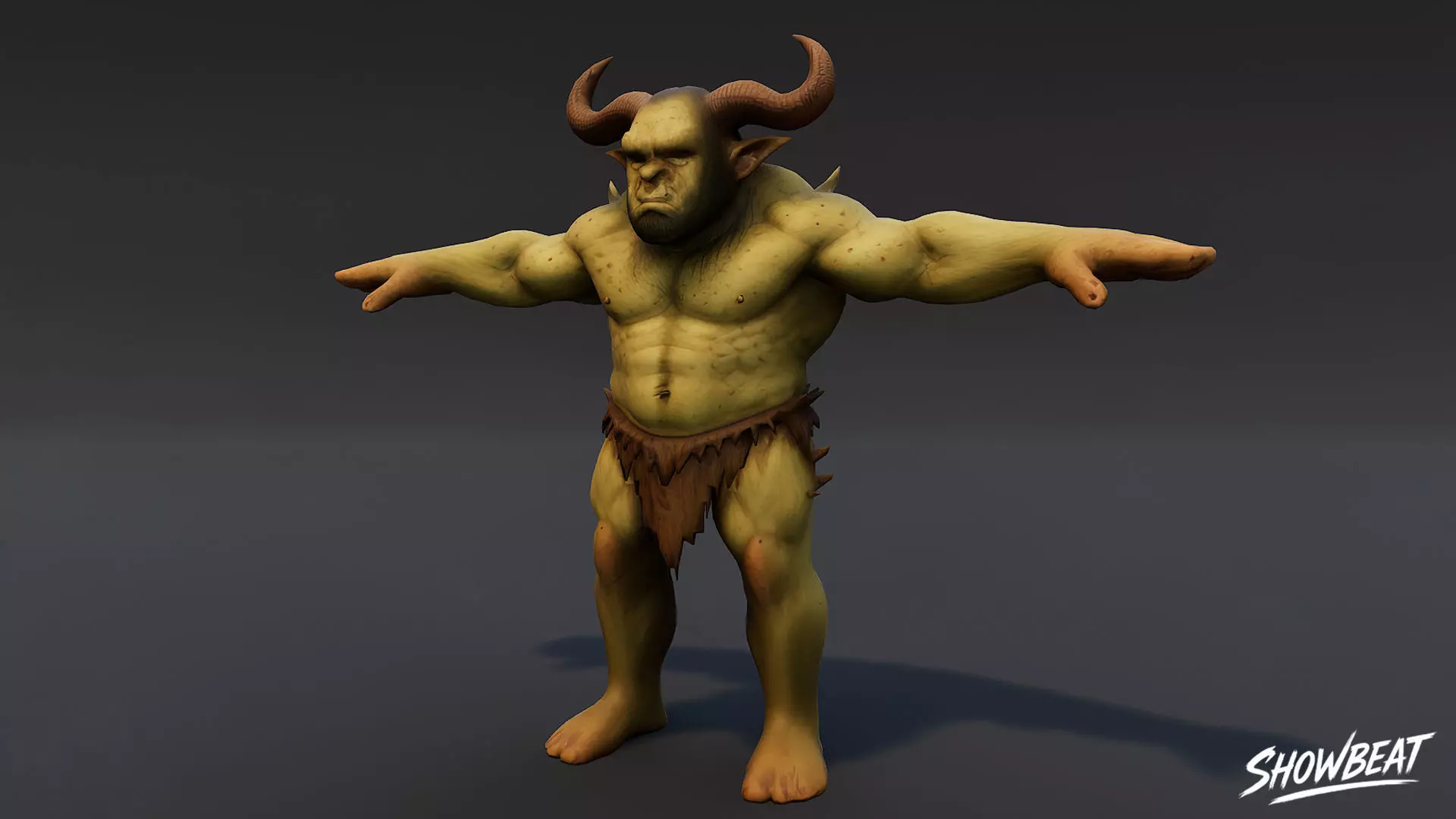 Feral Ogre V02 T-Pose Low-poly 3D model_1