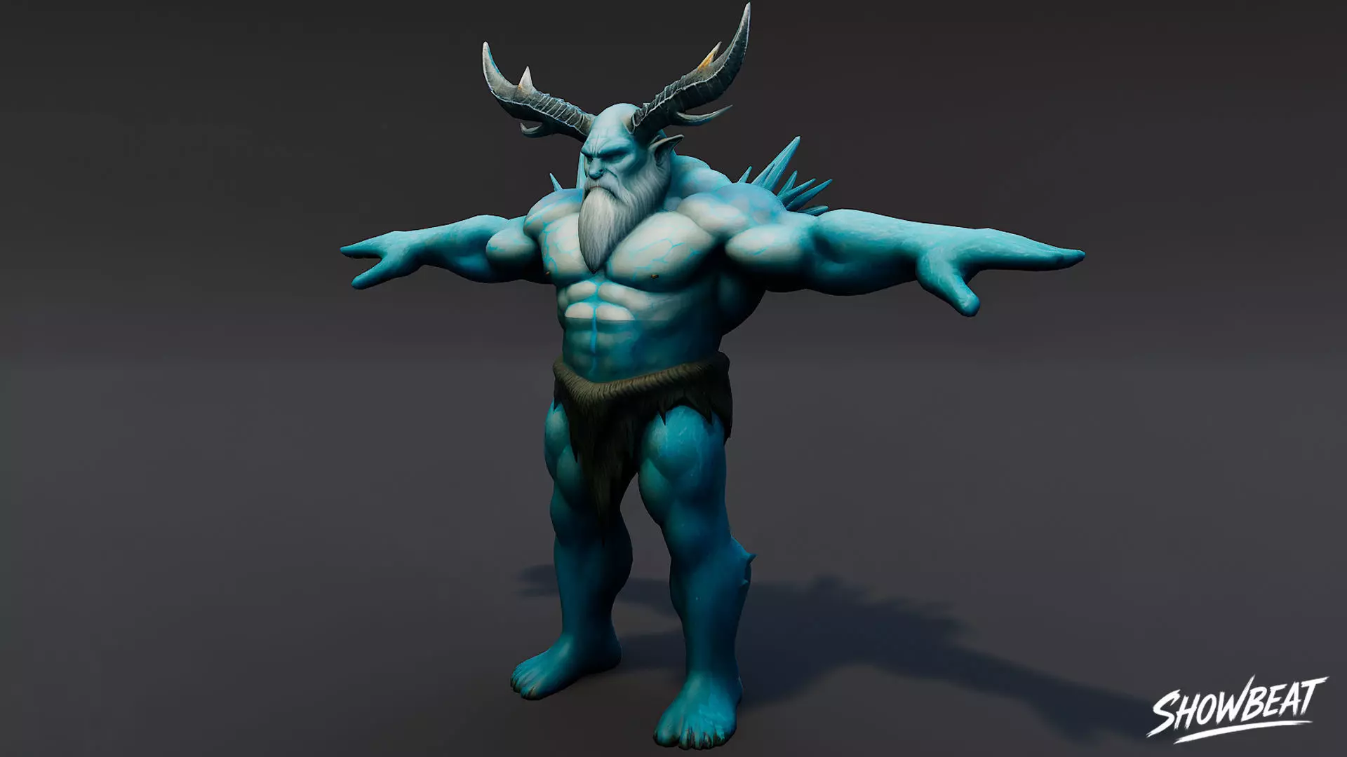 Ice Ogre T-Pose Low-poly 3D model_1