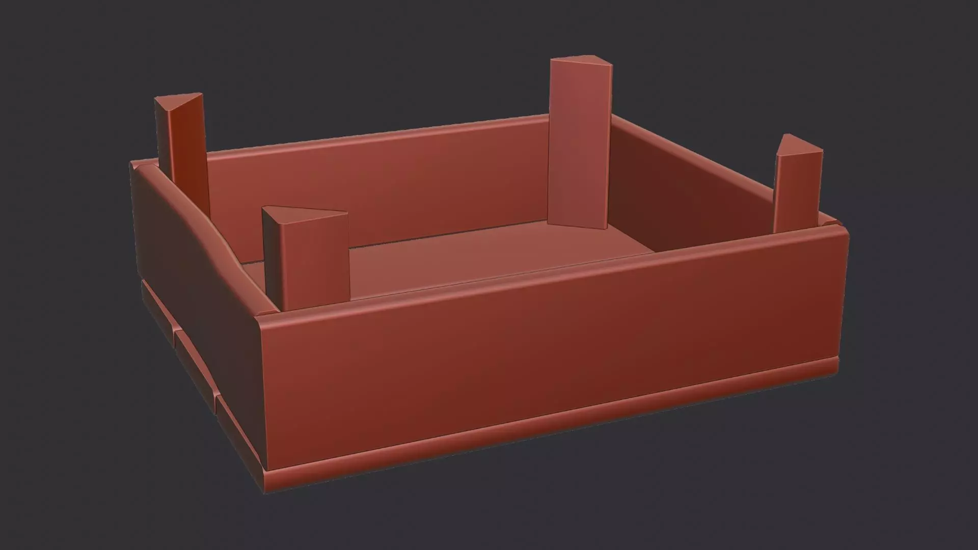Wooden Shipping Crate with Plank Sides Low-poly 3D model_6