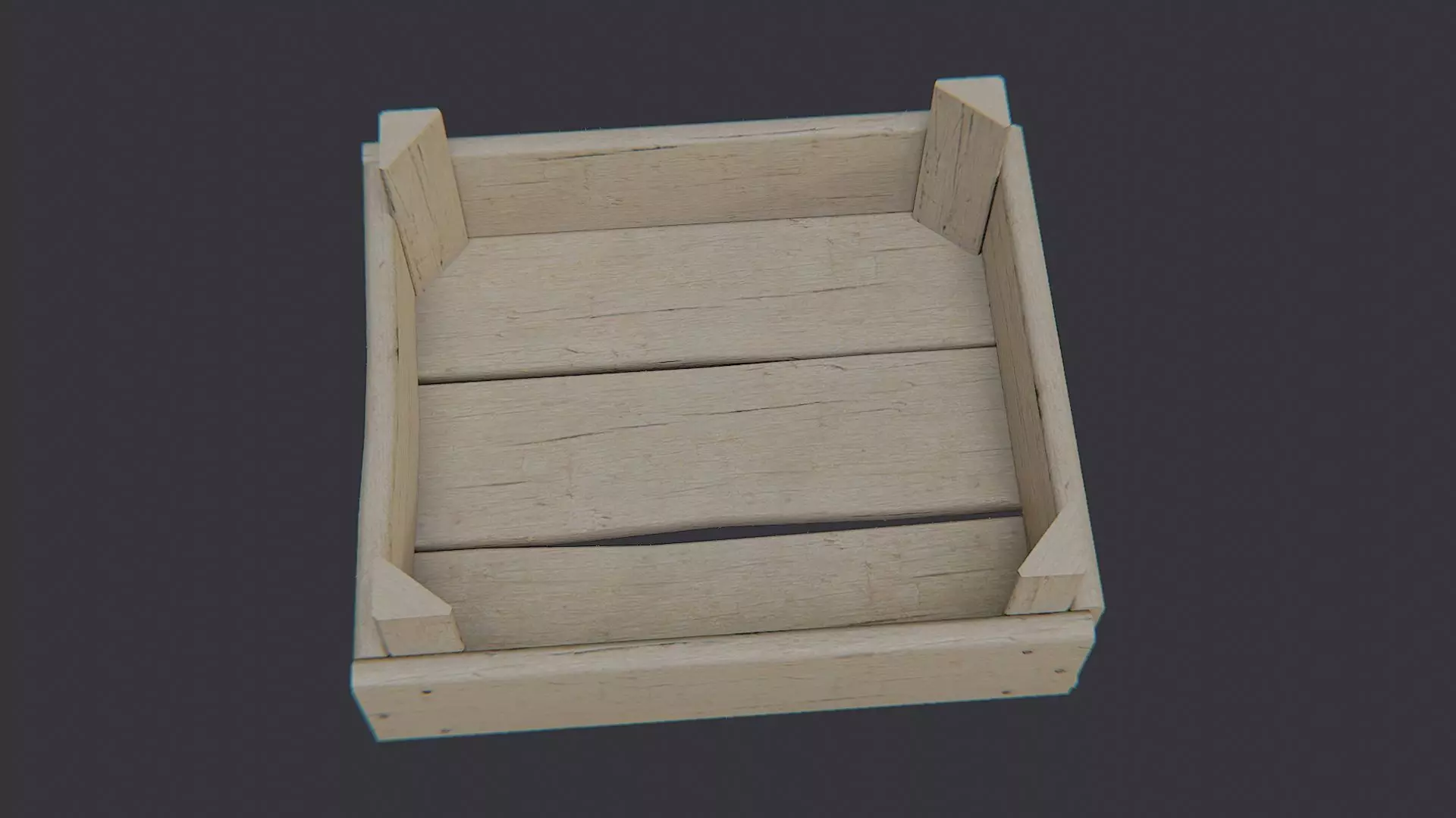 Wooden Shipping Crate with Plank Sides Low-poly 3D model_4