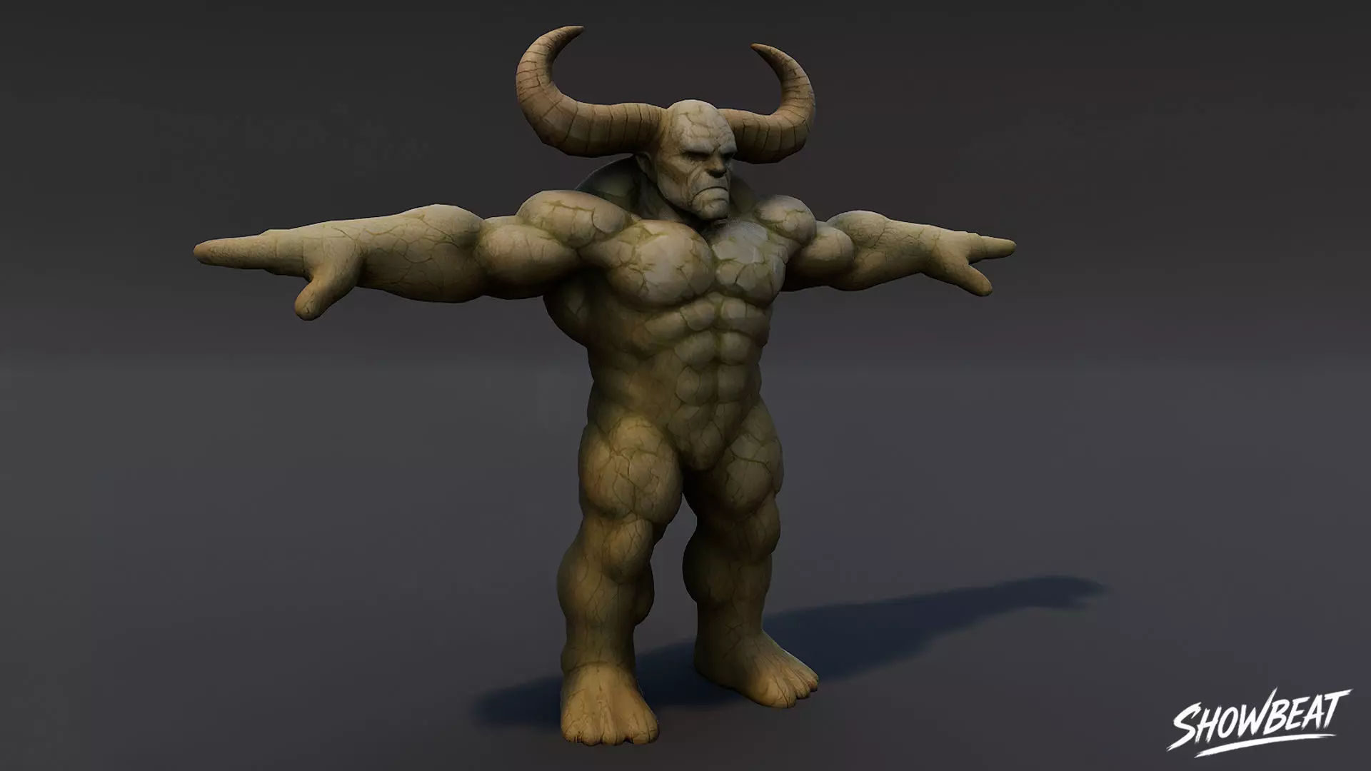 Stone Ogre T-Pose Low-poly 3D model_2
