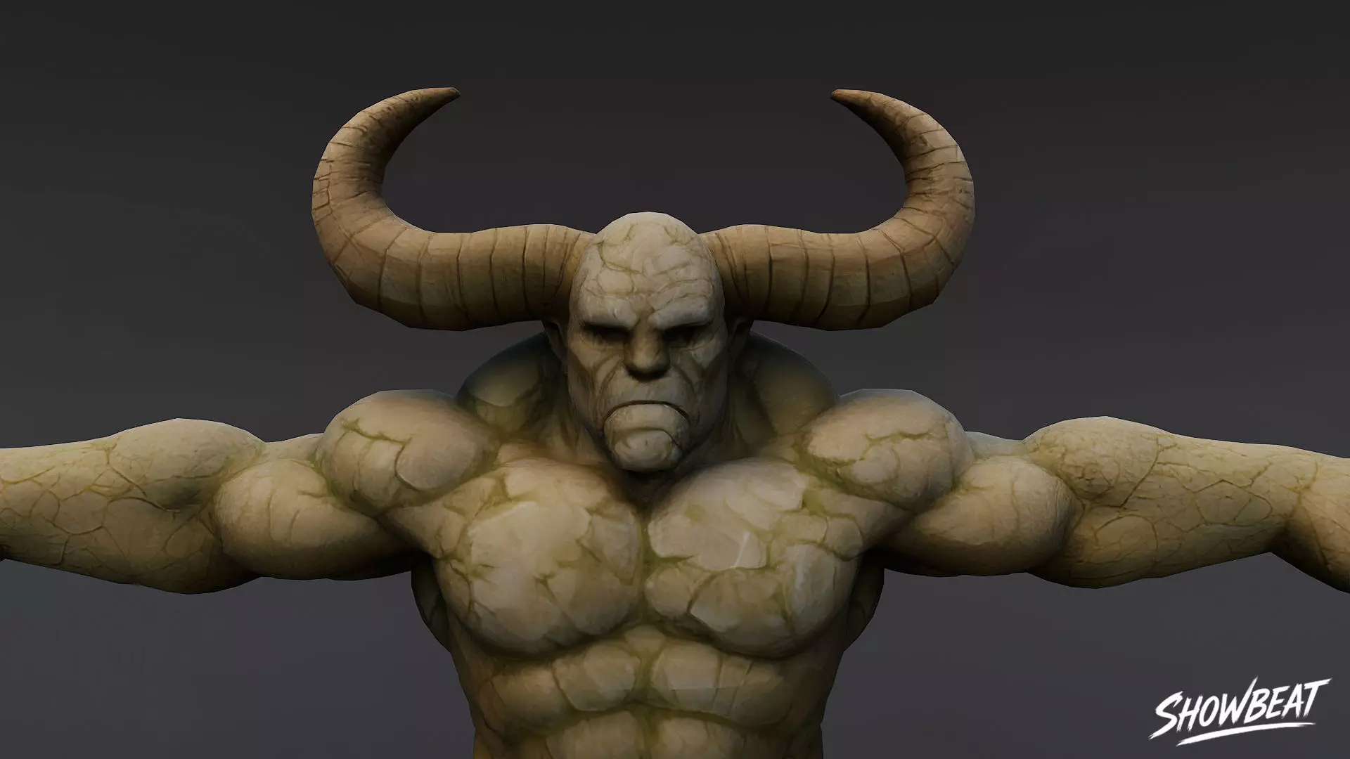 Stone Ogre T-Pose Low-poly 3D model_4