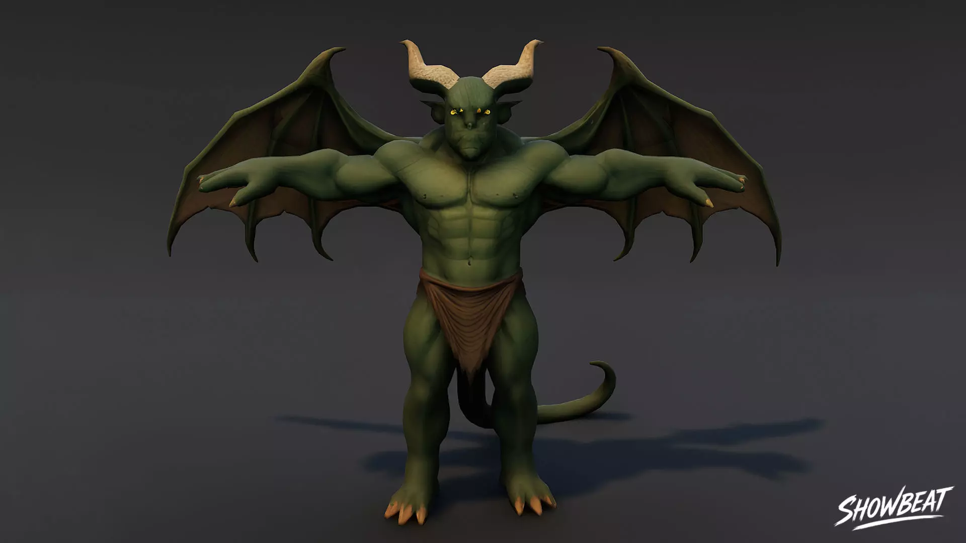 Winged Ogre T-Pose Low-poly 3D model_0