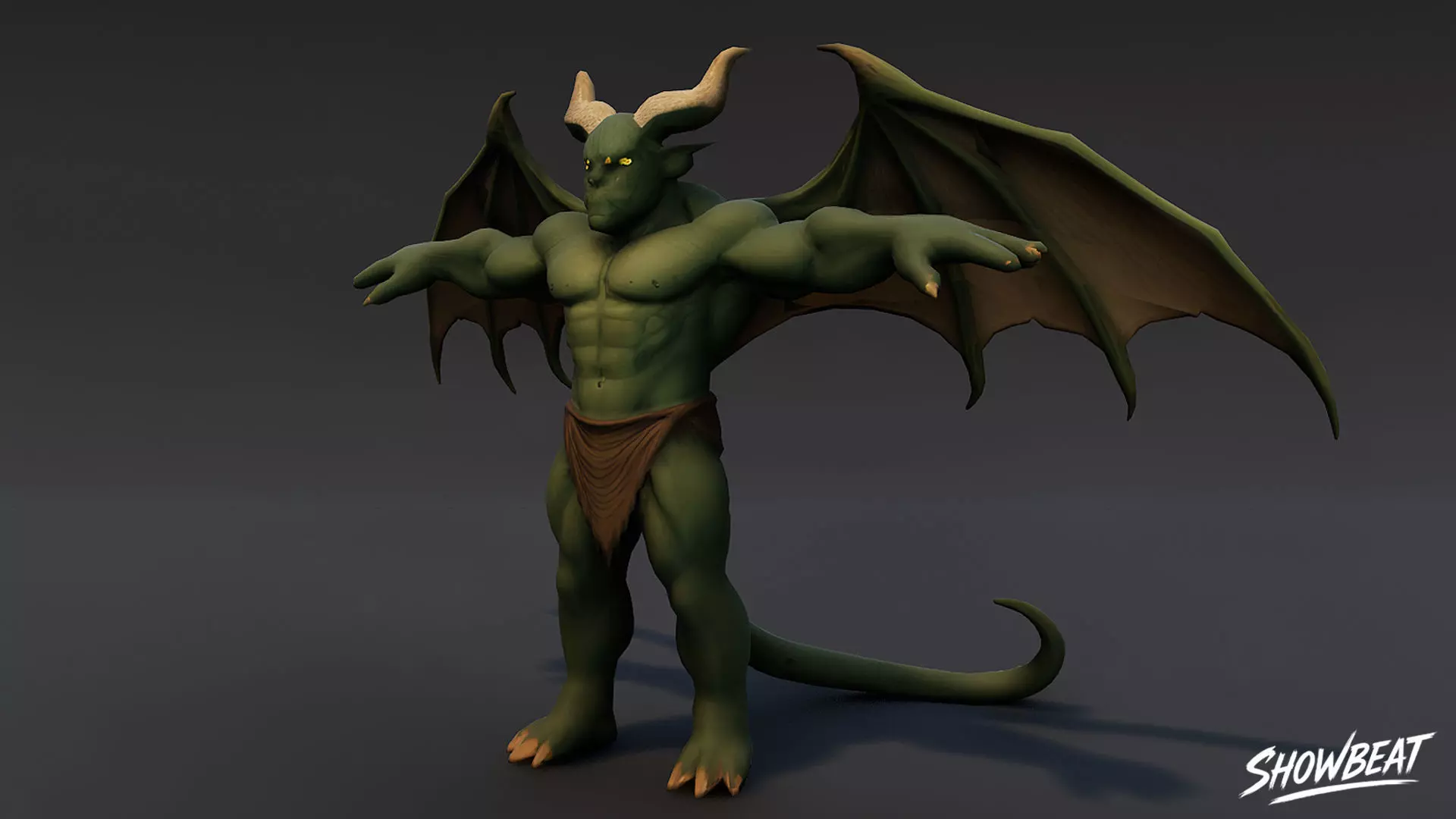 Winged Ogre T-Pose Low-poly 3D model_1