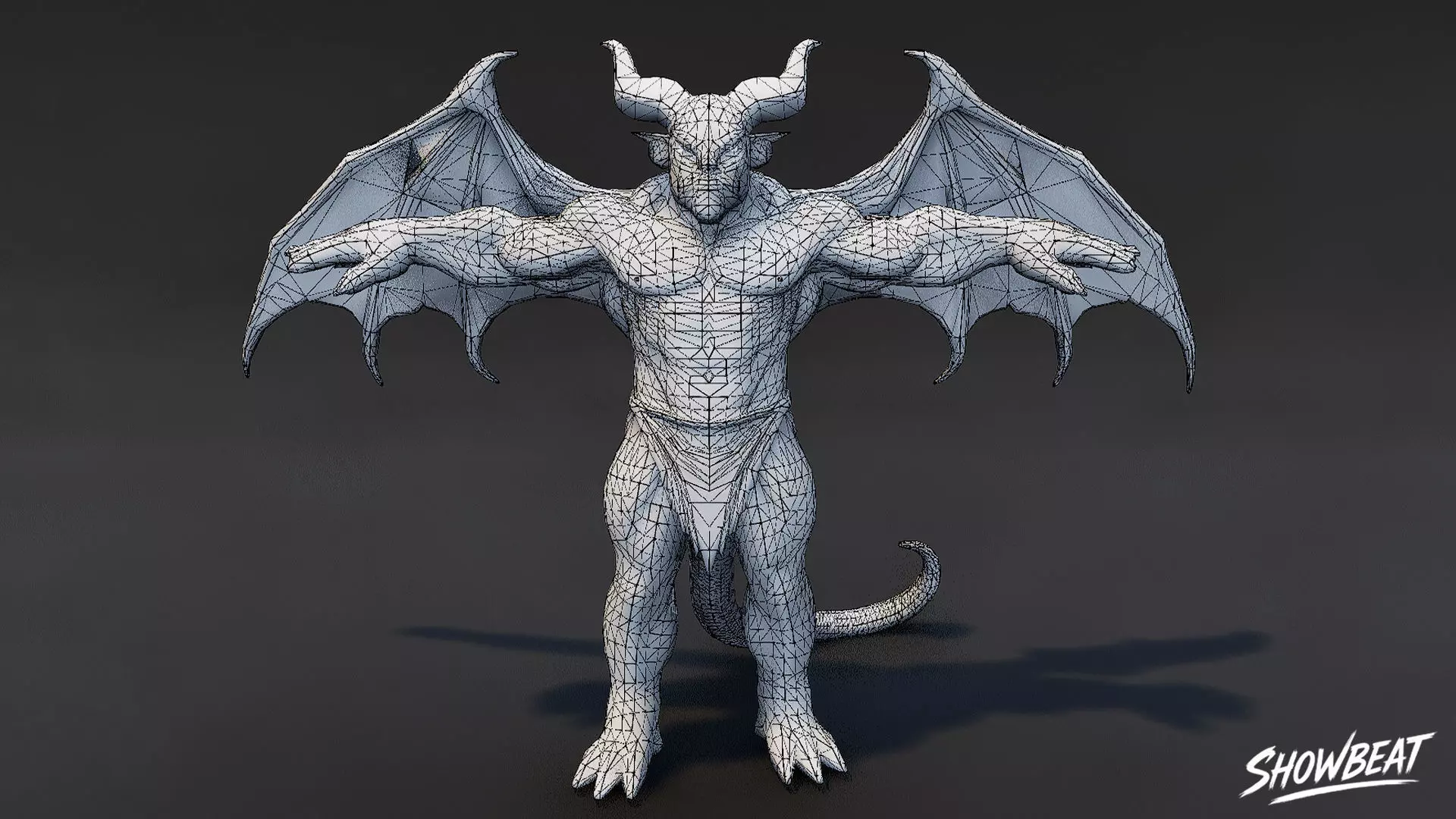 Winged Ogre T-Pose Low-poly 3D model_6
