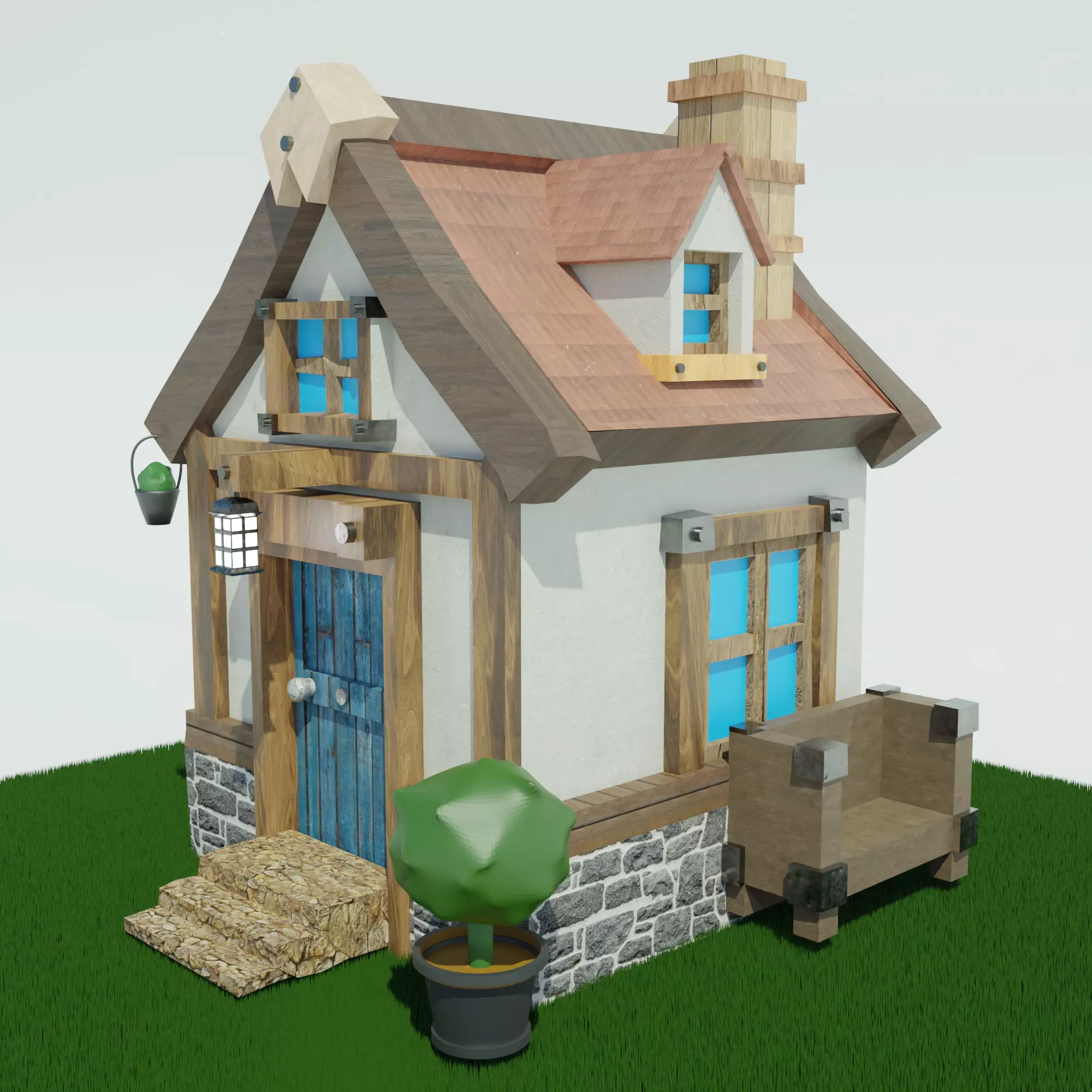 HandPainted Fantasy House Low-poly 3D model_0